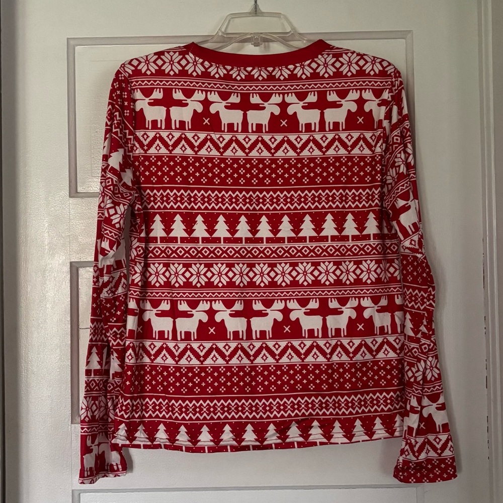 Women's Red and White Christmas Pajama Set - Picture 3 of 7